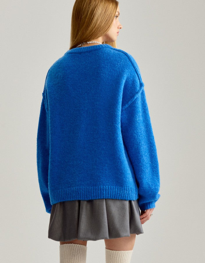 Pulover albastru oversize