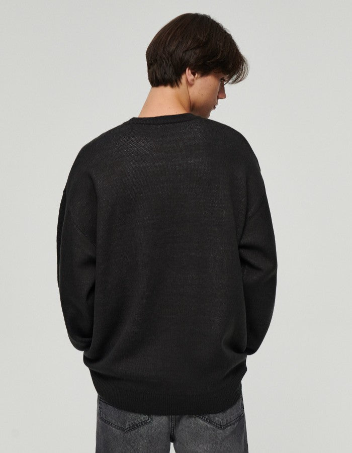 Pulover lejer cu motiv stea, negru