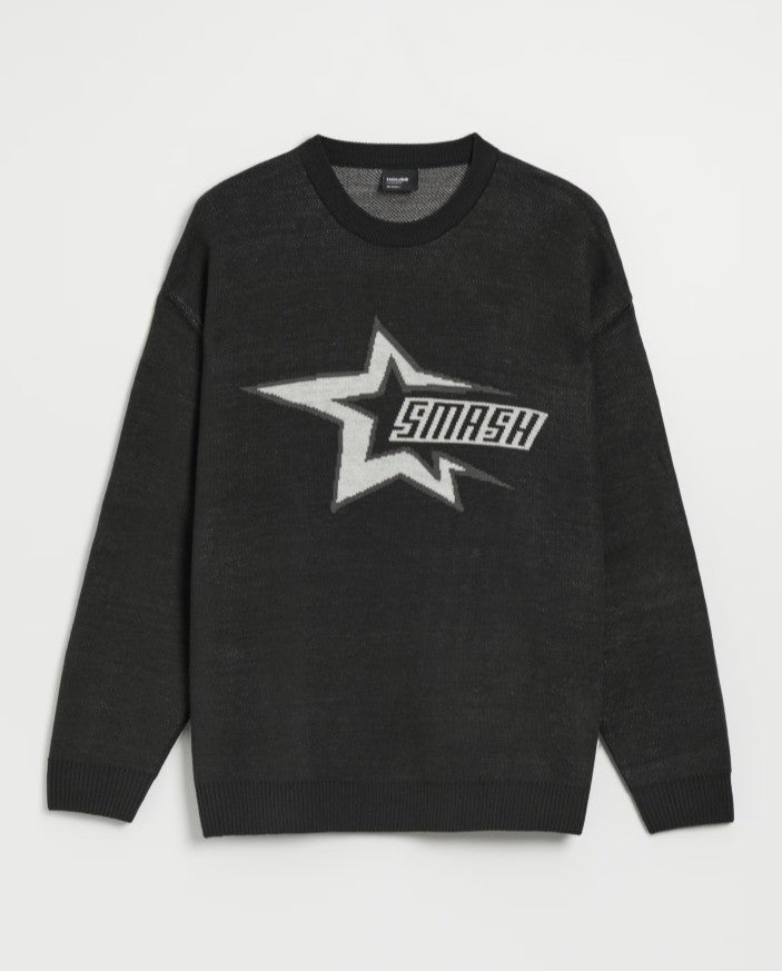 Pulover lejer cu motiv stea, negru