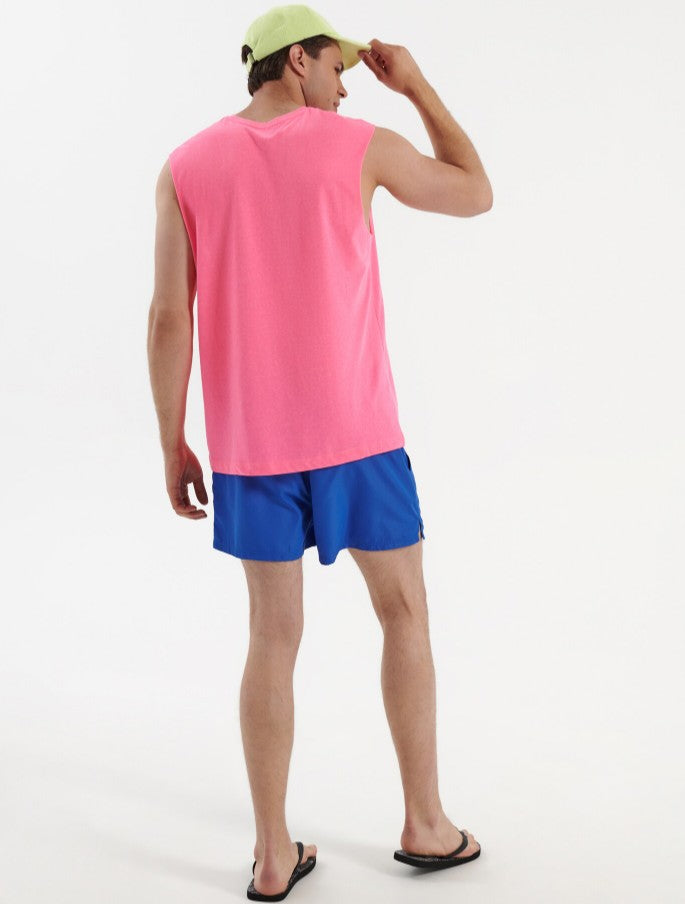 Tricou roz, simplu, fără mâneci