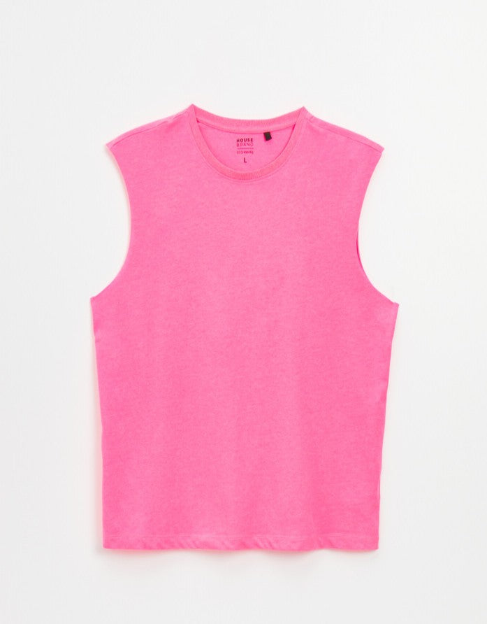 Tricou roz, simplu, fără mâneci
