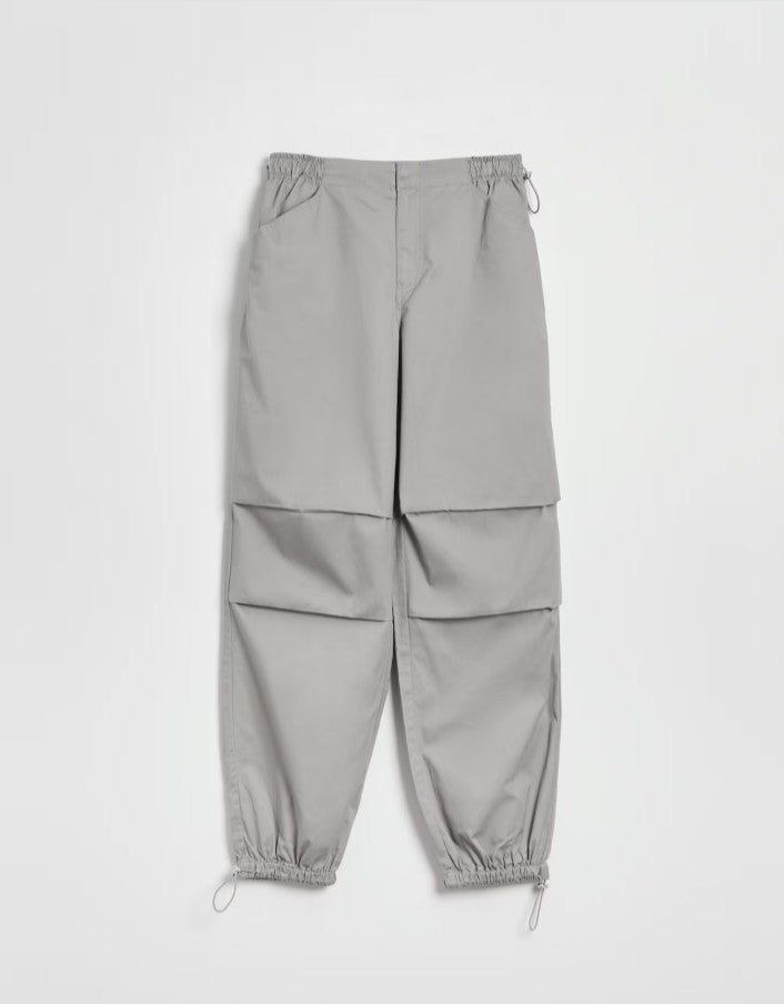 Pantaloni balon din bumbac gri deschis